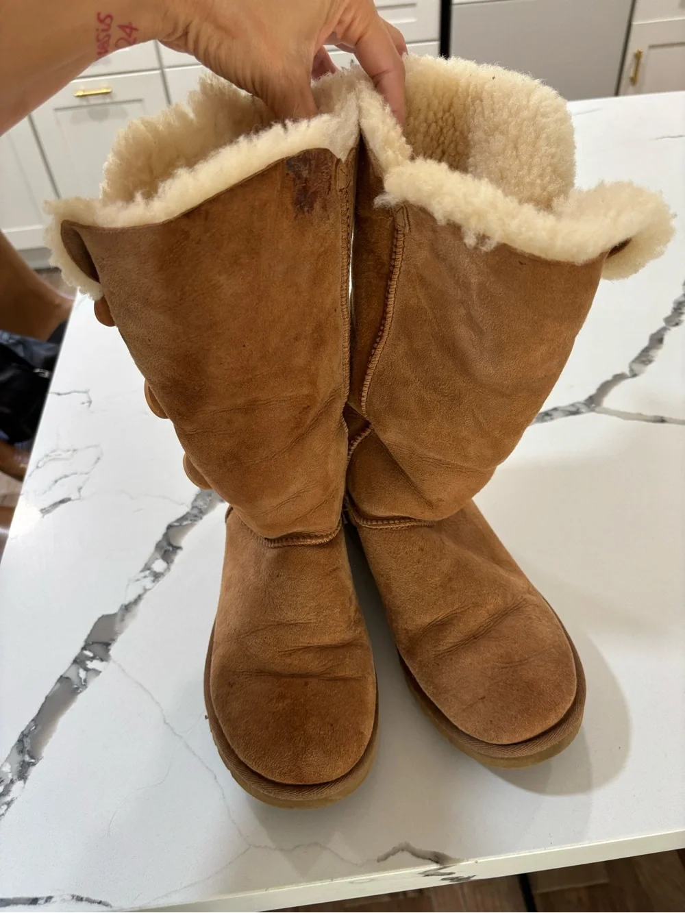 UGG Women's Chestnut Button-Front Sheepskin Mid-Calf Boots
